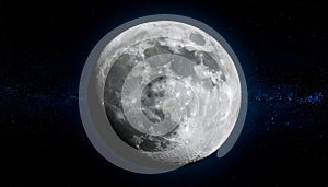 view generated from AI of the Moon's surface from space.