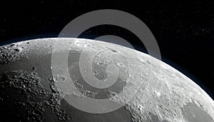 view generated from AI of the Moon's surface.