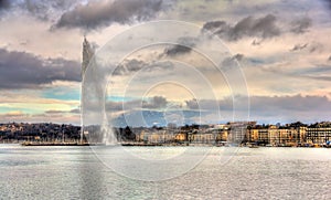 View of Geneva with the Jet d'Eau fountain