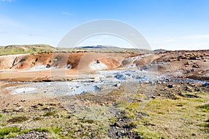 view of geothermal Krysuvik area with mud pools
