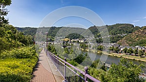 View on the German city of Cochem with the colored houses and the Reichsburg Cochem castle