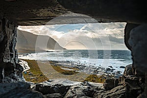 View from the german radar emplacement at the stormy shore at Lofoten Islands