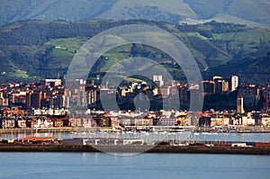 View of Getxo and Portugalete village with promenade