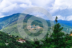 View of the Giant Buddha Dordenma statue from the city of Thimphu, Bhutan