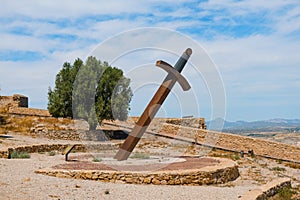 Giant sword in the Castle of Lorca, in Lorca, Spain photo