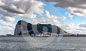 View on Gibraltar rock from Spanish town La Linea de la Concepcion.