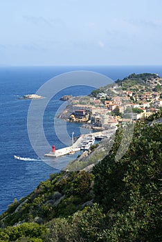 View of Giglio Porto town and harbor in Giglio Island, Italy photo