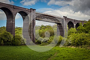 A view of the girder span of the Conisbrough Viaduct over the River Don at Conisbrough, Yorkshire, UK