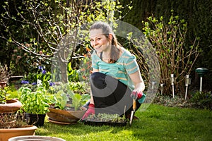 View of a girl working in the backyard