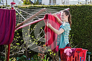 View of a girl working in the backyard