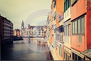 View of Girona - river Onyar