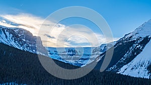 View of a glacier along the Icefields parkway in Canada