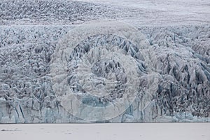 View of the glacier at Fjallsarlon glacier lake at the south end of the Icelandic glacier VatnajÃ¶kull