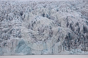 View of the glacier at Fjallsarlon glacier lake at the south end of the Icelandic glacier VatnajÃ¶kull