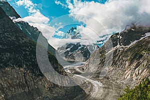 View on the glacier Mer de Glace in the French Alps near Chamonix photo