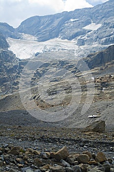 view of the glacier of \'Monte Perdido\' from the Marbore or Tuca Roya valley, vertical photo