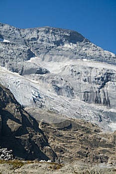 view of the glacier of \'Monte Perdido\' from the MarborÃ© or Tuca Roya valley