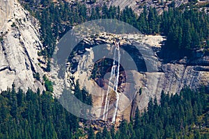 The view from Glacier Point in Yosemite National Park. Half Dome, Vernal Falls lower and Navada Falls upper photo