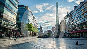 View of the glass obelisk Kristall Vertical. Generative Ai