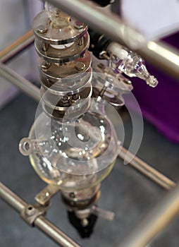 View of glass ware in laboratory or pharma industry