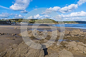 A view from Glen Beach towards the front beach at Saundersfoot, South Wales