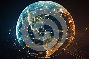 View of global comunications network, concept, generative ai