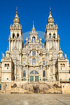 View at the Glory Portal of Cathedral in Santiago de Compostela - Spain