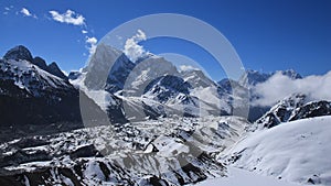 View from Gokyo Ri, Ngozumba Glacier and high mountains photo