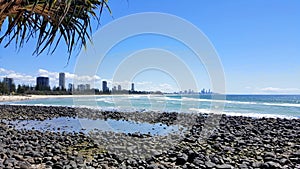 View of Gold Coast City from Burleigh Heads  Queensland  Australia