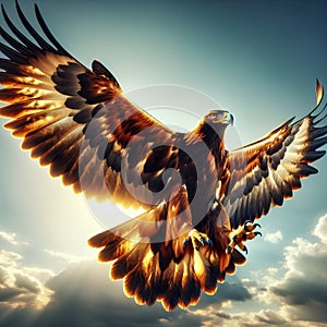 A view of a Golden eagle in flight