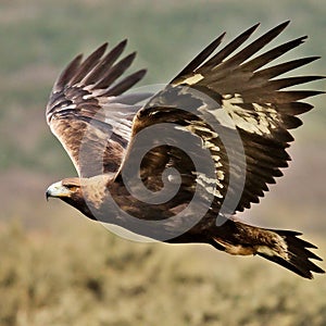 A view of a Golden eagle in flight