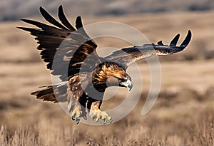 A view of a Golden eagle in flight