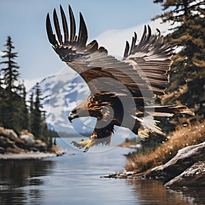 A view of a Golden Eagle in flight