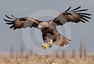 A view of a Golden eagle in flight