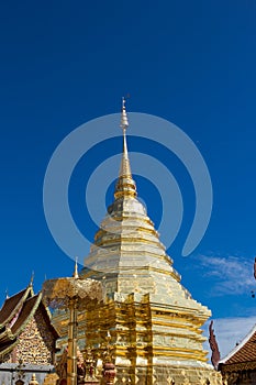 View of the golden stupa at Wat Doi Suthep, Chiang Mai, Thailand