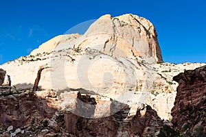 View of the Golden Throne from Capitol Gorge at sunset - Capitol Reef National Park