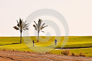 View in golf course with blue sky