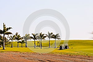 View in golf course with blue sky