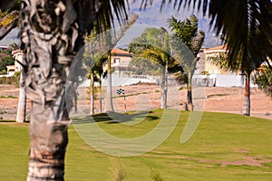 View in golf course with blue sky