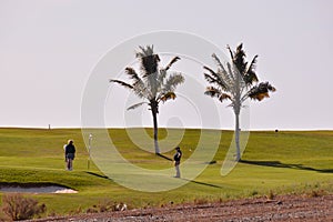 View in golf course with blue sky