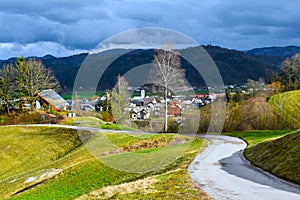 View of Gorenjska vas village in Gorenjska, Slovenia