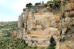 View of the gorge featuring the Cauldron Handle, Ronda, Spain.