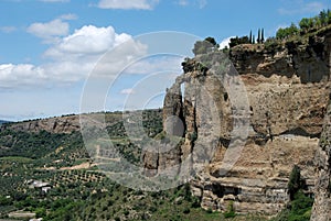 View of the gorge featuring the Cauldron Handle, Ronda, Spain.