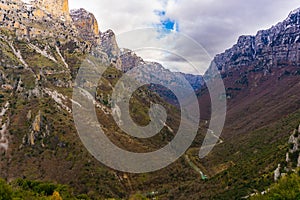 View of Gorge of Vikos in winter in Epirus of Greece