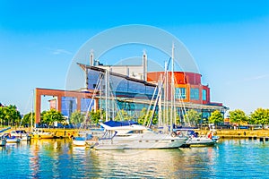 View of the goteborg opera building situated next to a marina in Sweden...IMAGE