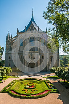 View of gothic Saint Barbora cathedral UNESCO in the center of Kutna Hora