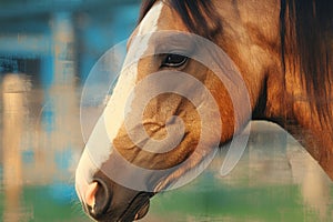 view Graceful horse closeup, immersed in the natural splendor of landscapes