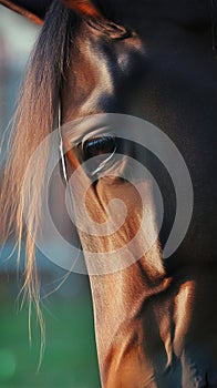view Graceful horse closeup, immersed in the natural splendor of landscapes