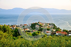 View of Gradac town located on the coast of Adriatic sea,Croatia.