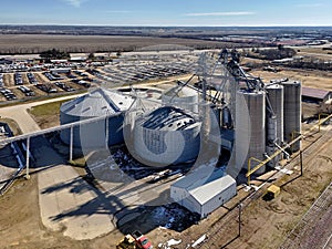 View of grain storage facility from the air